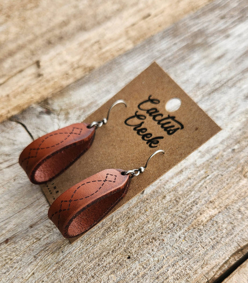 "Latigo" Handmade Genuine Leather Western Earrings