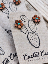 Western Rose Genuine Leather Earrings