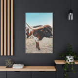 Iron Dragon Longhorn Bull Vertical Canvas