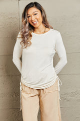 Sweet Casual Long Sleeve Scrunch Detail Top