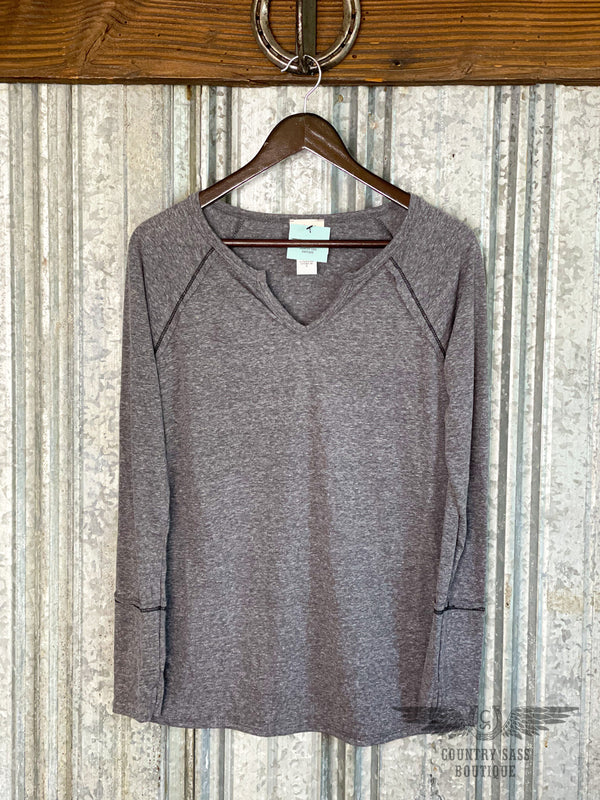 Charcoal Tri-Blend Long Sleeve Top