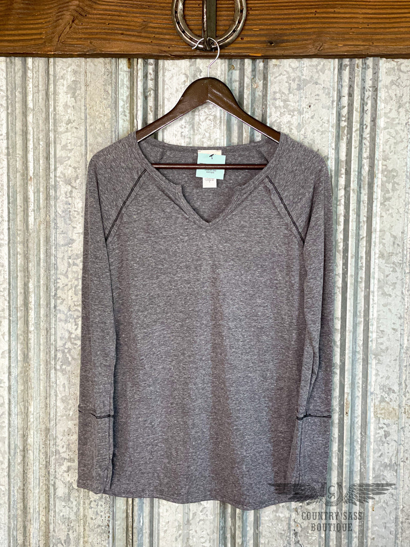 Charcoal Tri-Blend Long Sleeve Top