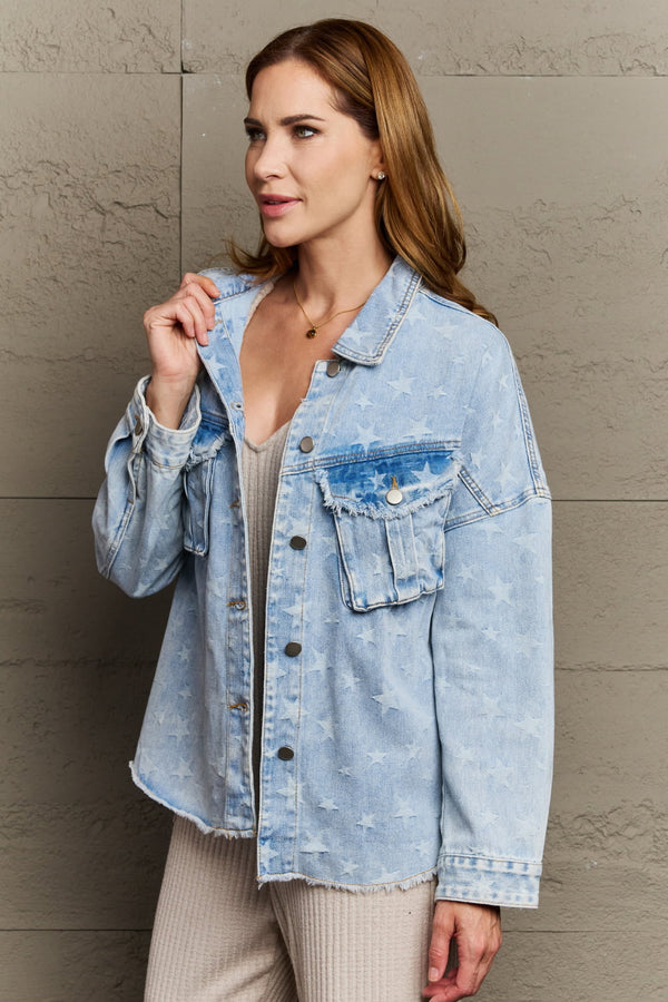 Take A Chance Western Wash Star Denim Jacket