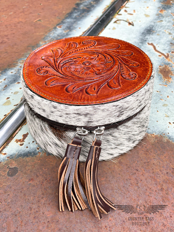 Tooled Leather & Cowhide Jewelry Case
