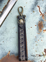 Tooled Leather Wristlet Keychain